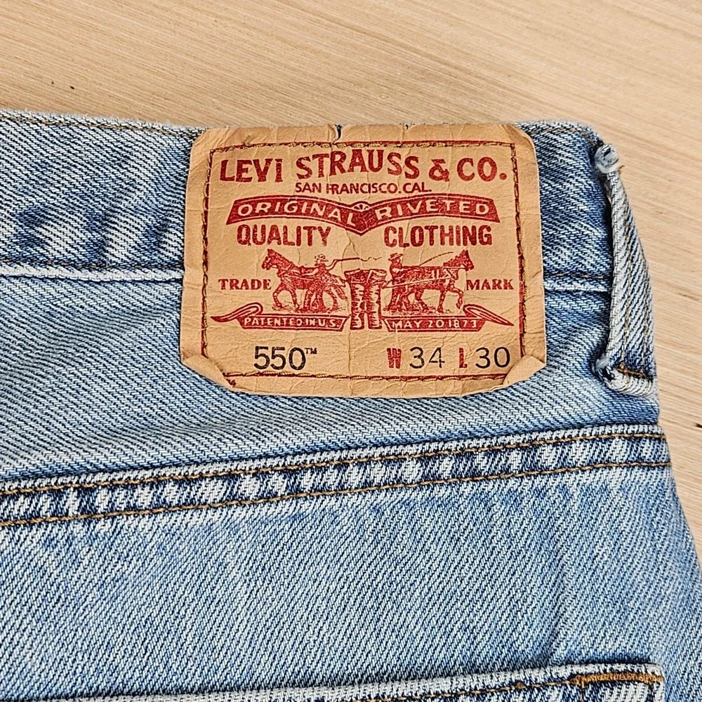 Vintage Y2K Levi 550 Jeans Mens 34x30 Fit 32x29 Blue Relaxed Fit Denim Pants